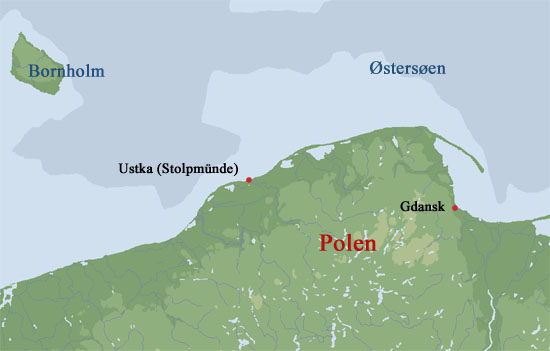 Stolpmünde hedder i dag Ustka og ligger i Polen, ca. 100 km vest for Gdynia