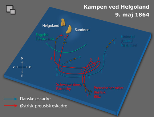 Kort over kampområdet ved Helgoland (grafik advice360)