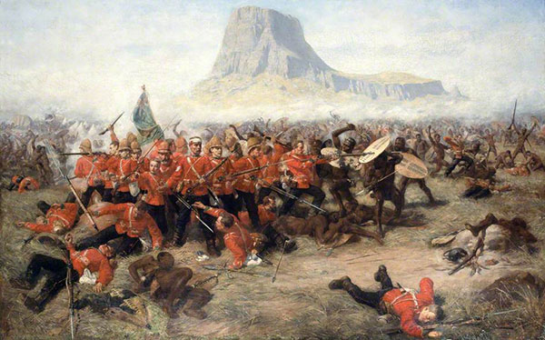 Episode fra Zulu krigene. (maleri af Charles Edwin. Fra Wikipedia)