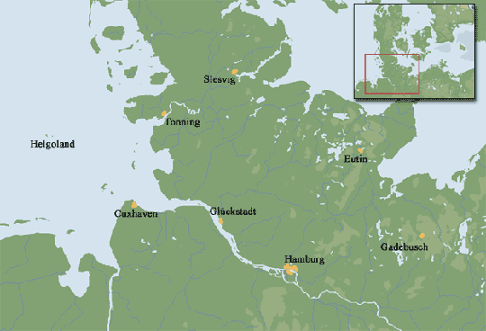 Kort over det nordlige Tyskland (grafik: Gert Laursen)
