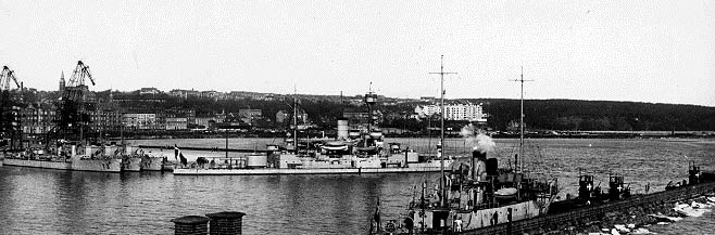 Sikringsstyrken i Århus havn, september 1939. (Orlogsmuseet)