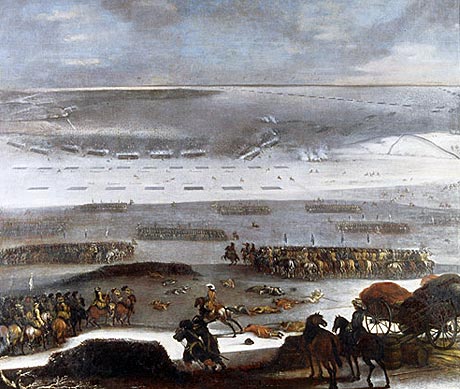Den svenske hær krydser isen (Wikipedia. Maleri af Johan Phillip Lembke)