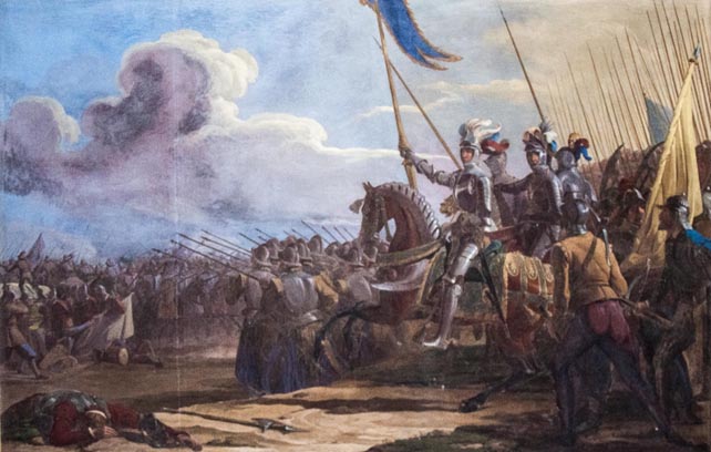 Dansk rytteri blev stoppet af svenske piker ved Västerås; billedet viser her en del af slaget ved Brännkyrka i 1518 (Wikipedia, Johan Gustaf Sandberg, 1830’erne)