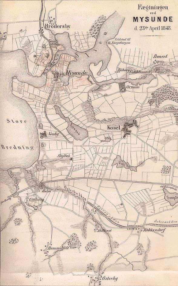 Kort over kampen ved Mysunde 1864.